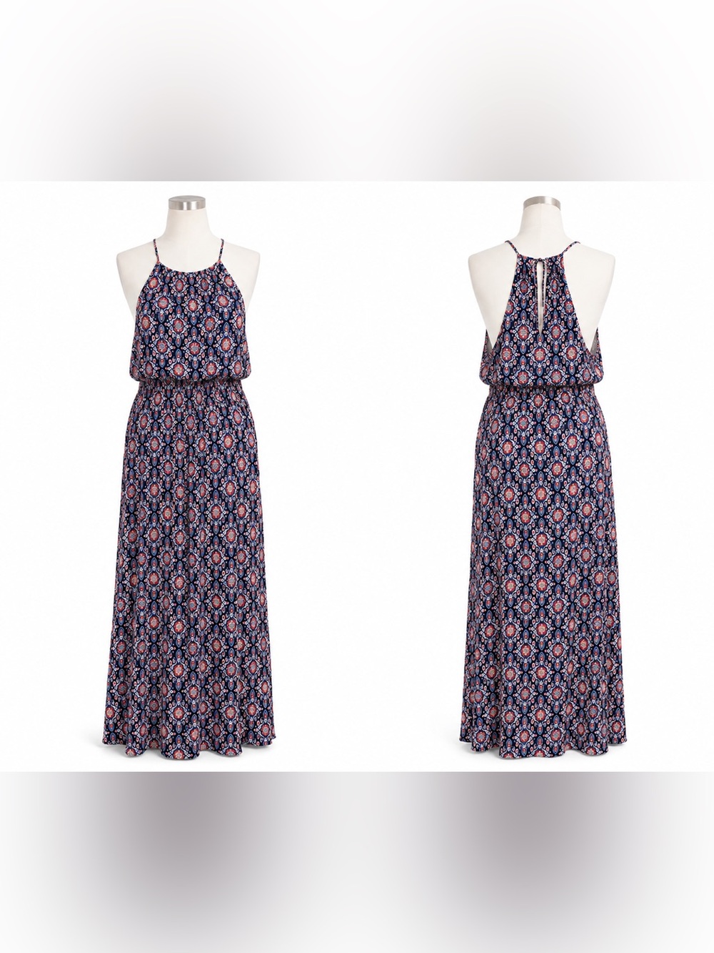 🌴NWOT French Grey Navy Floral Maxi Dress | Fits Like Large | Resortwea - Picture 2 of 3